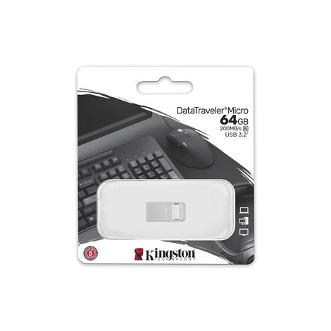 Kingston | USB 3.2 Flash Drive | DataTraveler micro | 64 GB | USB 3.2 | Silver - 3